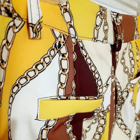 CHAIN Print Multicolored Ankle Pants NWT - Picture 4 of 12